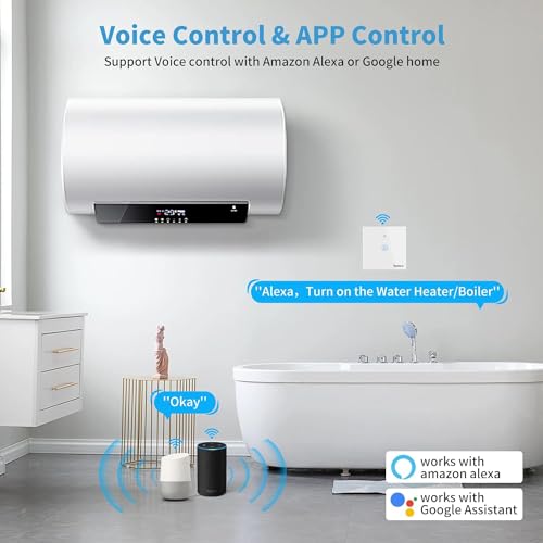 Redare Smart Water Heater Switch,40A 8000W WiFi Smart Boiler Switch,Heavy Duty WiFi Pump Controller for Pool Pump, Water Heater, Air Conditioner, Compatible with Alexa Google Home (Tuya 40A, White)