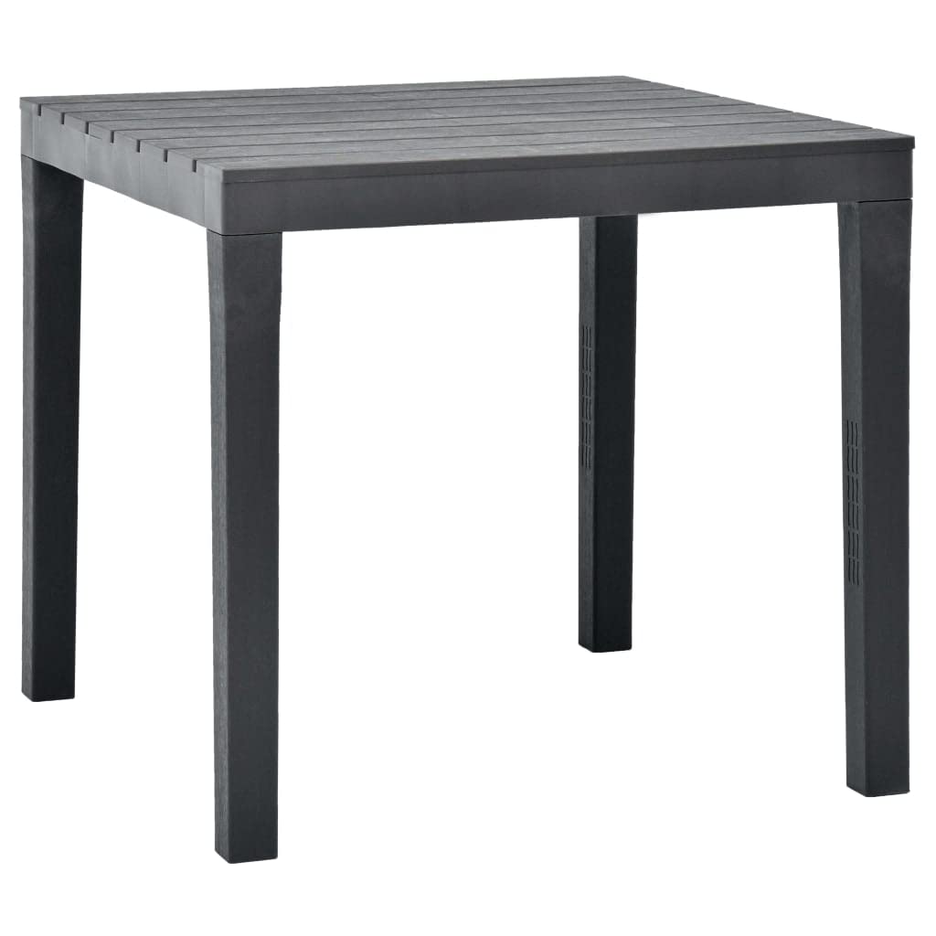 vidaXL Garden Dining Table - Outdoor Patio Furniture, Lightweight and Weather, Plastic, Square Shape, Anthracite, 78x78x72cm
