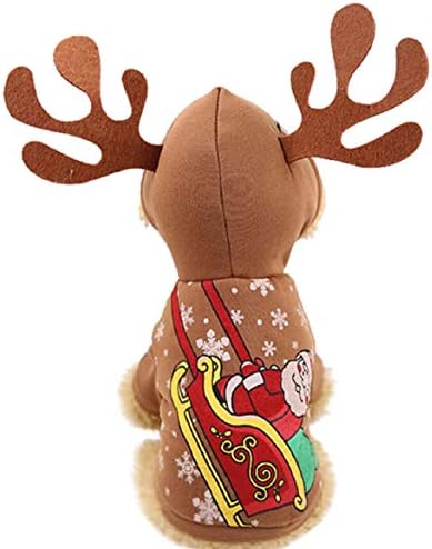 Koojawind Cute Dog Christmas Clothes Pet Costume Hoodie Coat for Cats & Dogs Puppy Xmas Warm Outfits Sweater for Teddy, Yorkshire Terrier