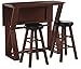 Winsome 3-Piece Harrington Drop Leaf High Table with 2 Cushion Round Seat Stools, 24-Inch, Brown