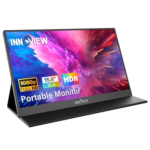 InnoView Portable Monitor, 15.8 Inch FHD 1080P USB C HDMI Second External Monitor for Laptop, Desktop, MacBook, Phones, Tablet, PS5/4, Xbox, Switch, B