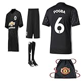Manchester United NB Paul Pogba Lukuka 2017 2018 17 18 Kid Youth REPLICA Home, Away Jersey Kit : Shirt, Short, Socks, Bag (Pogba Away, Size 26 (9-10 Yrs Old Approx.))