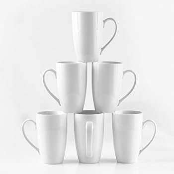 Amuse- Professional Barista Large Cozy Tall Mug for Coffee, Tea or Latte - Set of 6-16 oz