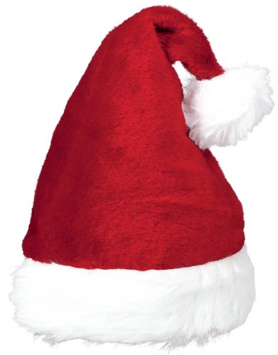 Amscan Plush Santa Hat, 15" by 11", Red/White