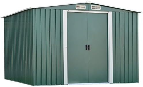 Peach Tree Outdoor Steel Garden Storage Utility Tool Shed Backyard Lawn Green w/Door (8'X6')