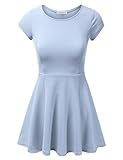 JJ Perfection Women's Cap Sleeve Casual Skater Flare Mini Dress