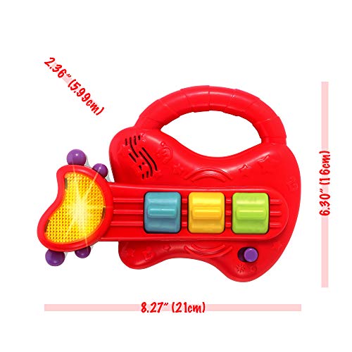 KiddoLab Baby Rocker Musical Kids Guitar Instruments Set with Electric Toy Guitar and Rattles