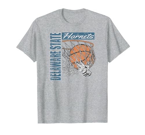 Delaware State Hornets Vintage Basketball 90's Gray T-Shirt, Men, Heather Grey,…