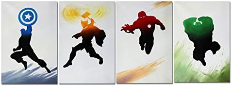 LMPTART(TM) 4 Panels 16x24inch Modern Living Room Home Decor Wall Art Print The Avengers Movie poster Abstract Picture Children Kids all decor print Painting on canvas art Framed Paining Ready To Hang