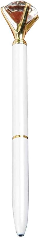 Aotejia Metal Ballpoint Pen with Crystal Decoration Black Ink Stationery Ballpoint Pen white