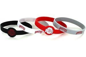 aminco NCAA Ohio State Buckeyes Silicone Bracelets, 4-Pack