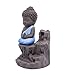 IN-001Blue The Little Monk Waterfall Backflow Homemade Buddha Incense Burner Tower Cones Sticks Holder Ash Catcher