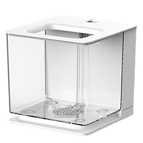 BGFAVCV Aquarium Easy to Change Water Acrylic Plastic Self-Cleaning Small Fish Tank (White)