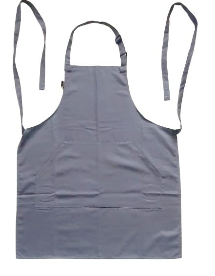 Khoji & Meeni Aprons with 2 Pockets Unisex Aprons for Home Kitchen, Restaurant, Coffee House - Adjustable Neck Strap, Long Side Straps, Thick Twill Cotton Blend (DARK GREY)