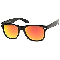 zeroUV - Matte Finish Reflective Color Mirror Lens Large Square Horn Rimmed Sunglasses 55mm (Matte / Orange)
