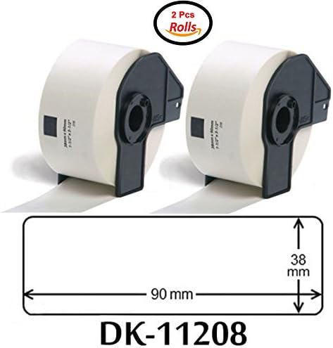 ACENIX - 2 Pcs Compatible DK11208 QL-1050, QL-1050N, QL-1060N, QL-500, QL-500A, QL- 500BS, QL- 500BW, QL-550, QL- 560, QL- 560VP, QL- 570, QL-580N, QL-650TD, QL-1050, QL-650TD standard white address labels For Brother QL label Printers, 38*90mm, 400 labels per Roll, With Holder {Twin Pack }