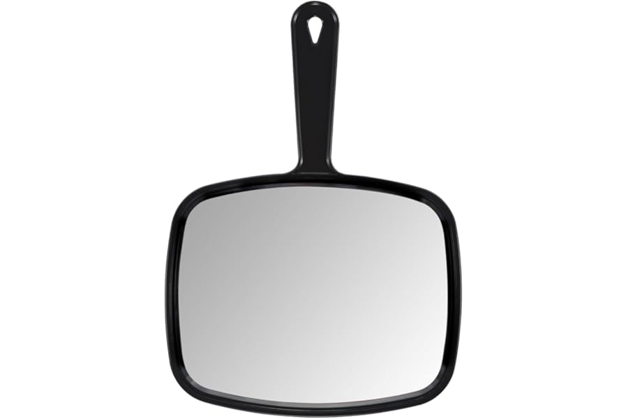 PROTECLE Hand Mirror,9.3″ L x 6.7″ W Salon Barber Hairdressing Handheld Mirror with Handle, Square Black