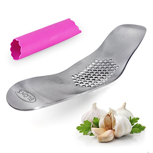 Garlic Press, Crusher & Mincer By BLON’S Family – Heavy Duty Stainless Steel Garlic Rocker – Ergonomic, Practical Design That Allows A Steady Grip – Easy To Use – Eliminates Garlic Odor From Hands