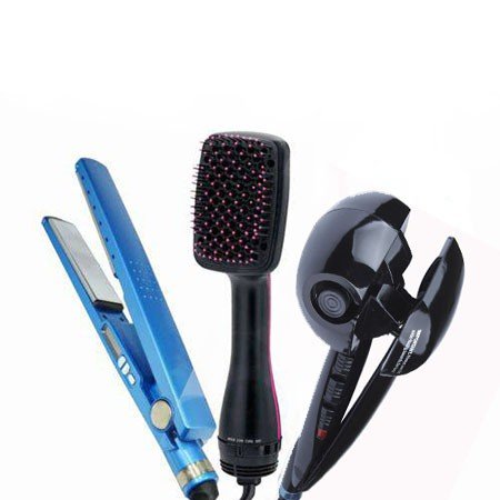 Kit Chapinha Bivolt + Escova Secadora 110V + Modelador De Cachos Bivolt