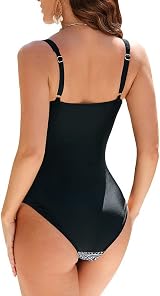 WIN.MAX One Piece Swimsuit Tummy Control Ruched Padded Plus Size C-DD Cup view 4