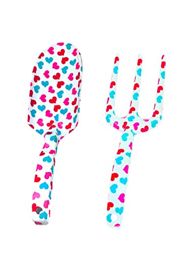 GS Tools 2 Piece Aluminum Garden Tool Set with Floral Print, Gardening Tool Kit – Hand Trowel, Fork Best Gift for Women and Children