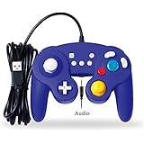 EXLENE Wired USB Controller for Nintendo Switch with Audio Function (3M/10FT), Compatible with PC/PS3, GameCube Style, Motion Controls, Rumble, Turbo (Blue)
