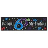 The Party Continues 60th Birthday Party Giant Sign Banner Decoration, Multi , 65