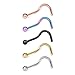 Ruifan 20G(0.8MM) 316L Surgical Steel Curved Nose Stud Ring Twister Screws with 2MM Ball Piercing Jewelry 5PCS - Mix Color