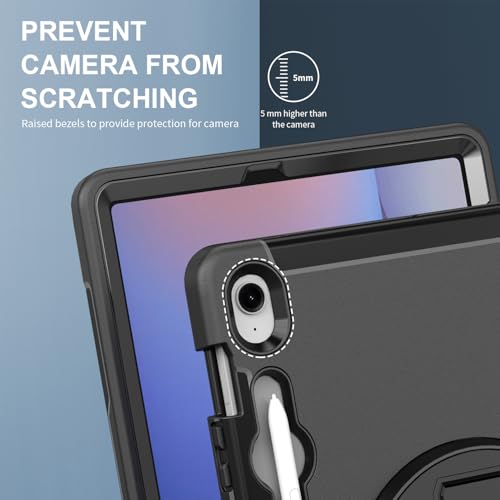 zenrich - Funda Protectora para Samsung Galaxy Tab S10 FE Plus / S10 FE+ 13.1 Pulgadas 2025, a Prueba de Golpes con Soporte Giratorio, Correa de Mano, Soporte para bolígrafo, Correa de Hombro para