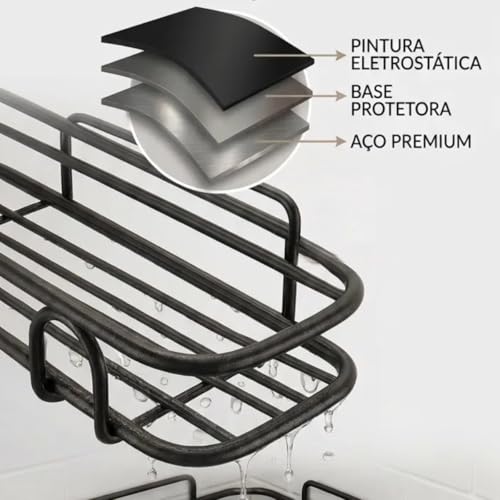 Kit 2 Prateleiras de Canto para Banheiro Sem Furo – Porta Shampoo e Sabonete Organizador para Box Design Moderno em Alumínio Antiferrugem com Fixação Adesiva