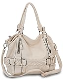MG Collection Samantha Weave Belt Hobo Handbag, Cream, One Size