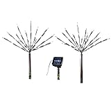 Solar Starburst Branches Garden Decor Yard Stakes - Set Of 2, White