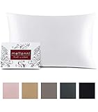 Mellanni Silk Pillowcase Queen - 19 Momme 100% Pure Natural Mulberry Silk Pillow Case for Hair and Skin - Hidden Zipper Closure - Both Sides are Silk (Queen 20" X 30", White)