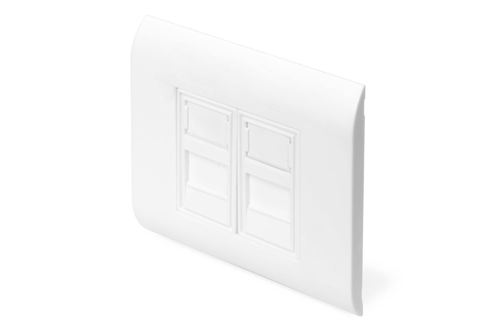 Digitus Frame + 2x Cover – 2 Port – Straight Outlet – French Layout – for Keystone Modules – White