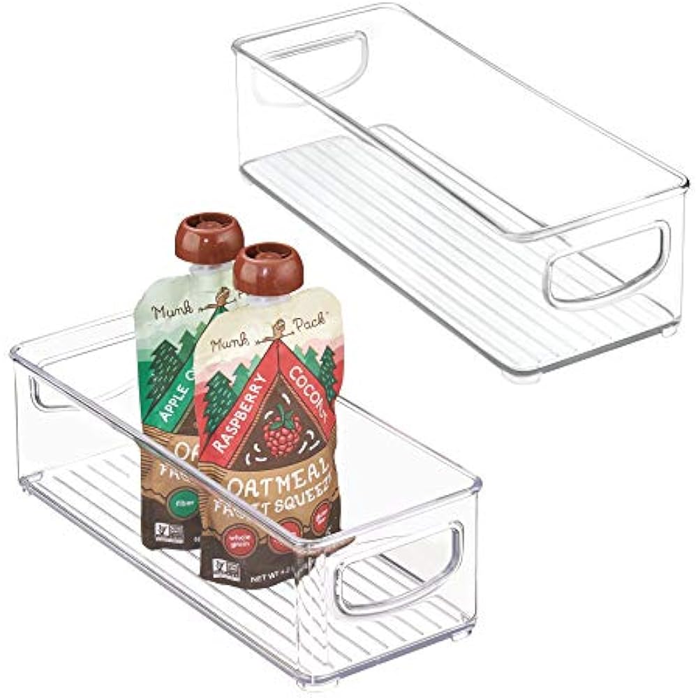 Mdesign Stackable Plastic Food Storage Bin Handles Kitchen Pantry