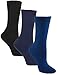 Diabetic Socks | Womens Black/Navy/Blue Crew Assorted 3 Pack | Seamless Toe | Non-Binding Top | Sock Size 9-11 | Improve Foot Health Comfort Circulation for Diabetes, Varicose Veins, Maternity