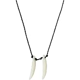 AITURINAN Facilier Costume Acrylic Shark Tooth Wolf Teeth Necklace for Tribal Wizard Witch Halloween Costume Cosplay Men Women