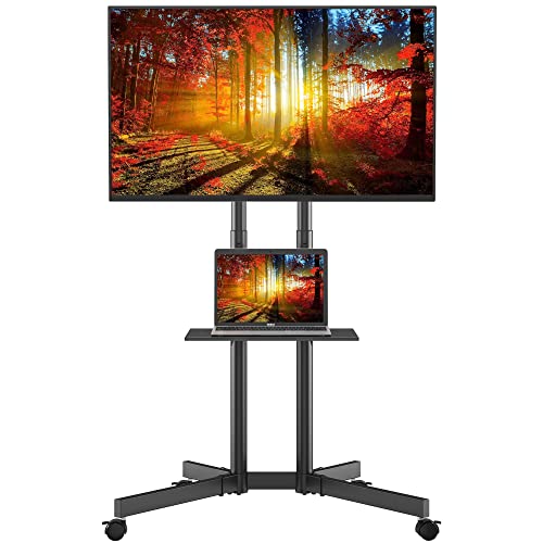 BONTEC Mobile TV Cart, Tilt Rolling TV Floor Stand with Locking Wheels for 3285” LED, LCD, OLED