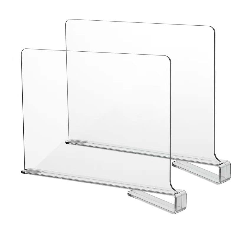 Photo 1 of LikeU Acrylic Shelf Divider,Wood Shelf Dividers,Clear Closet Shelf Separators Clothing Organizer Perfect for Bedroom Shelving Organization and Kitchen Cabinet Shelf Storage,2 PCS