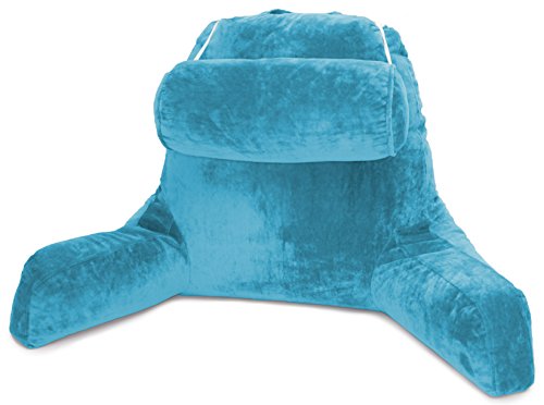 Carolina Blue COVER ONLY - For the Husband Pillow - Bedrest Cover Set - Support Bed Backrest Covers , Micro Plush Cover Including Detachable Neck Roll Pillow Cover