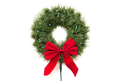 TACTIK Christmas Wreath for Car, Truck, or SUV | 12-Volt LED Lighted | Weather Proof | Fits any Automotive Cigarette Lighter Outlet | Mounting Equipment Included | Mounts to Car or Truck Grille