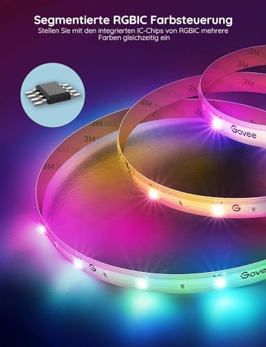 Govee LED Strip 30 m, Smart RGBIC LED Strip Fairy Lights Strip Works with Alexa & Google Assistant, DIY Segment Control, App Control, Music Sync, for Party, Home, 2 Rolls of 15 m