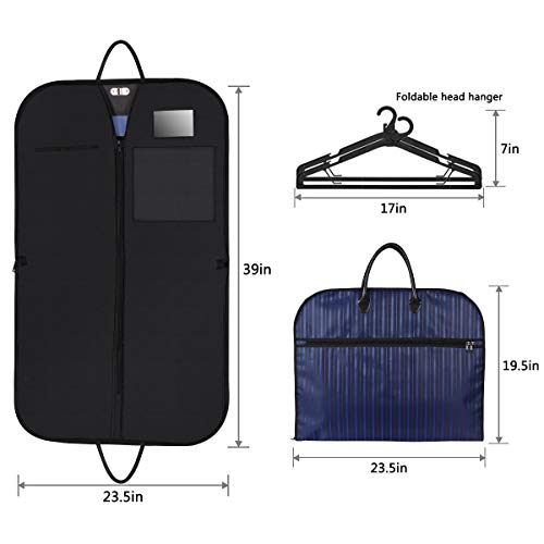 Buruis Travel Garment Bag with Large Laptop Compartment and 2 Pcs Functional Hangers, Protable Waterproof Suit Bag Carrier Cover for Trip, Business and Clothes Storage (Blue Stripe)
