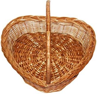 Gabion India heart shape Cane gift basket/ wicker baskets for storage, perfect for functions like wedding, birthday, rakhi, Diwali, valentine (chocolate) /Vegetable, fruits and flower Storage with handle also for Kitchen storage/ Natural Coloured Eco-Friendly Multiutility Wicker Farmer's Basket. (medium)