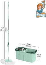 SwissPack NEW Scratch Anet Revolving Spin Mop and Bucket 5 Pads Split Set view 6