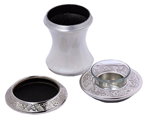 MEMORIALS 4U Memorials4u Baroque Pearl Tealight Urn with Trinity Band - Keepsake Urn for Ashes - Small Size - NOT Intended for Full Cremation Ash Quantity