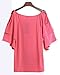Merryfun Women's Summer Cold Shoulder Ruffle Sleeve Loose Stretch Tops Tunic Blouse Shirt,Watermelon Red XL