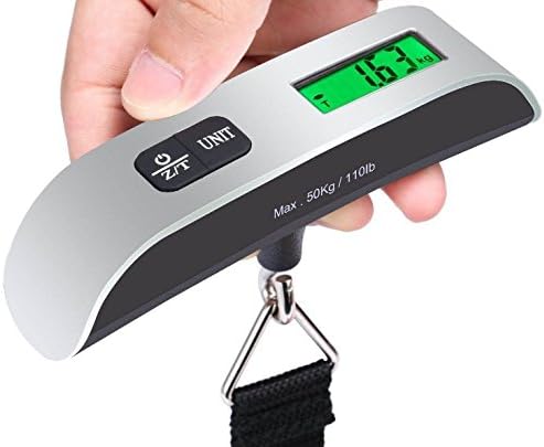 Robertgle Mini Digital Luggage Scale Hand Held LCD Electronic Scale Electronic Hanging Scale Thermometer 50kg/110lb Capacity Weighing Device