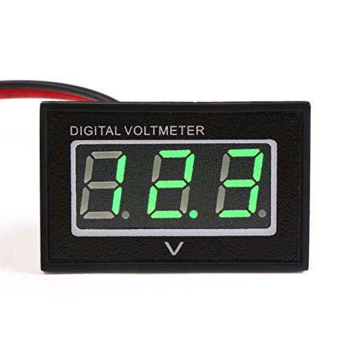 DROK 0.40" Bright Green LED Digital Voltmeter DC 2.7-30V Waterproof Voltage Meter Panel 2 Wires 12V/24V Volt Tester Gauge Low Consumption Power Monitor Detector