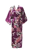 J.ROBE Women's Kimono Robe Long Printed Lotus Kimono Robe Silk With Pockets